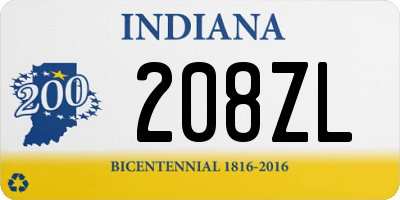 IN license plate 208ZL