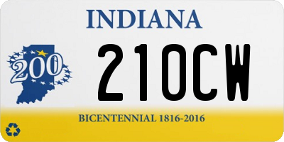 IN license plate 210CW