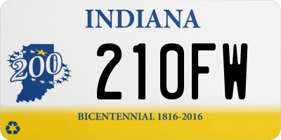 IN license plate 210FW