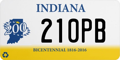 IN license plate 210PB