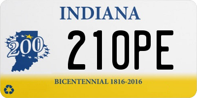 IN license plate 210PE