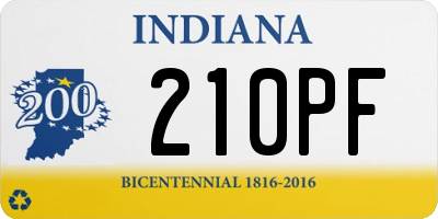 IN license plate 210PF