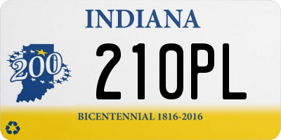 IN license plate 210PL