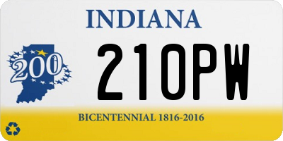 IN license plate 210PW