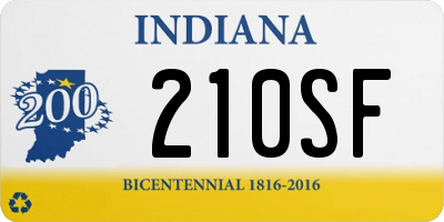 IN license plate 210SF