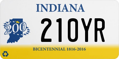 IN license plate 210YR