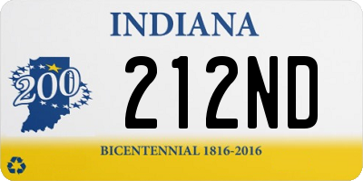 IN license plate 212ND