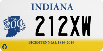 IN license plate 212XW