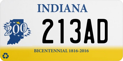 IN license plate 213AD