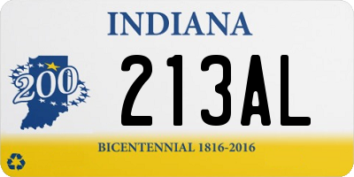 IN license plate 213AL