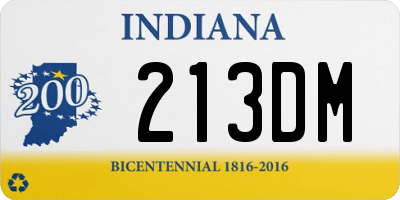 IN license plate 213DM