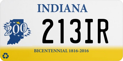 IN license plate 213IR