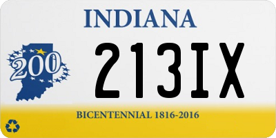 IN license plate 213IX