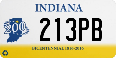 IN license plate 213PB