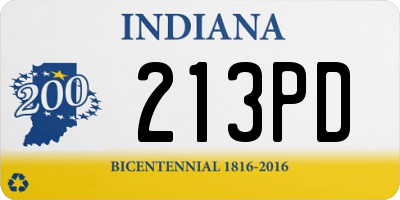 IN license plate 213PD