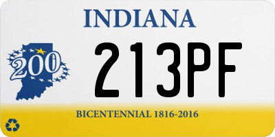 IN license plate 213PF