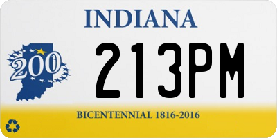 IN license plate 213PM