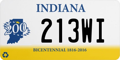 IN license plate 213WI