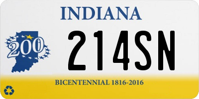 IN license plate 214SN