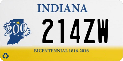 IN license plate 214ZW