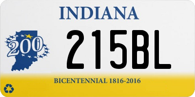 IN license plate 215BL