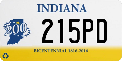 IN license plate 215PD