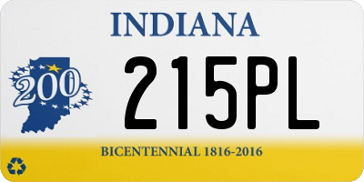 IN license plate 215PL