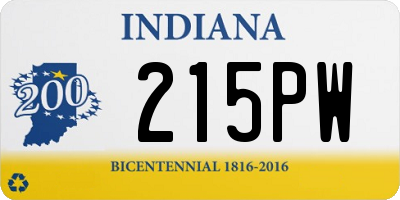 IN license plate 215PW