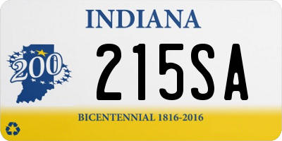 IN license plate 215SA