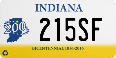 IN license plate 215SF