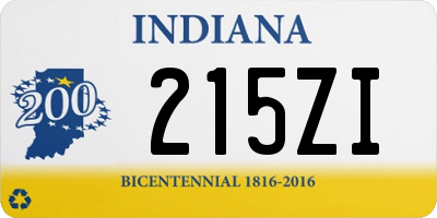 IN license plate 215ZI