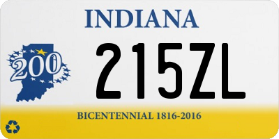 IN license plate 215ZL