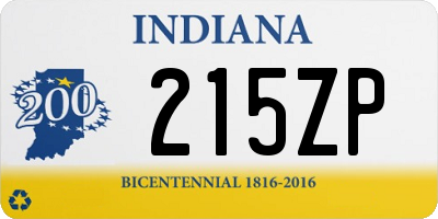 IN license plate 215ZP