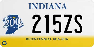 IN license plate 215ZS