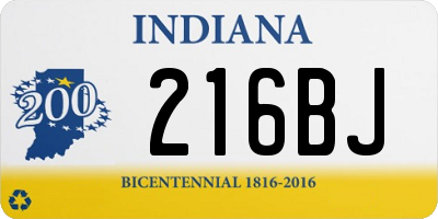 IN license plate 216BJ