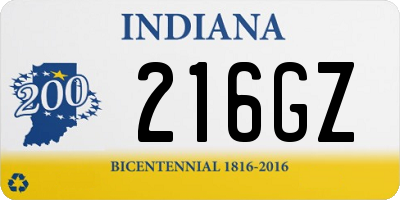 IN license plate 216GZ