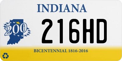 IN license plate 216HD