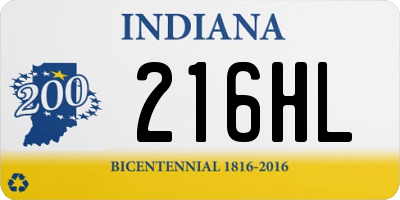 IN license plate 216HL