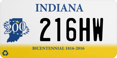 IN license plate 216HW