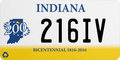 IN license plate 216IV