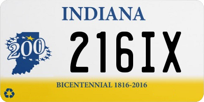 IN license plate 216IX