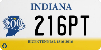 IN license plate 216PT