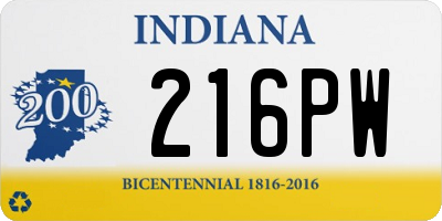 IN license plate 216PW