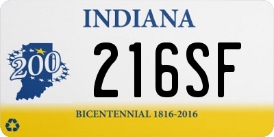 IN license plate 216SF