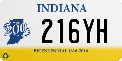 IN license plate 216YH