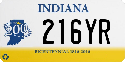 IN license plate 216YR