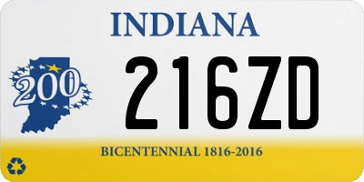 IN license plate 216ZD