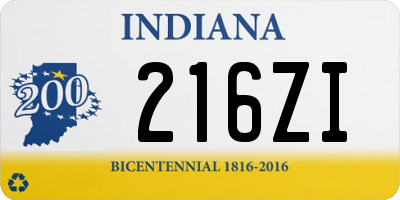 IN license plate 216ZI