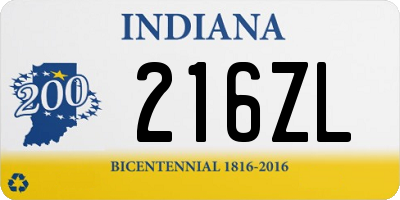 IN license plate 216ZL