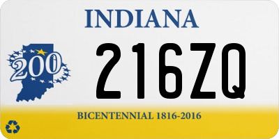 IN license plate 216ZQ